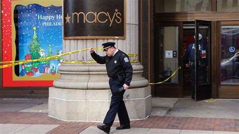 Stabbing at macy - Dec 5, 2023 · PHILADELPHIA -- One security guard was killed and another was wounded after a stabbing on Monday morning at the Macy's department store in Philadelphia. It happened at the store located at 13th ... 